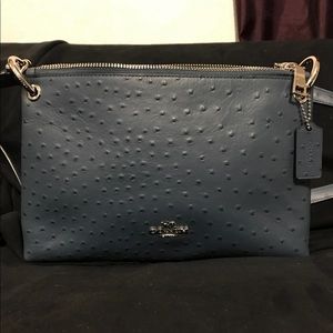 Authentic blue ostrich embossed crossbody coach